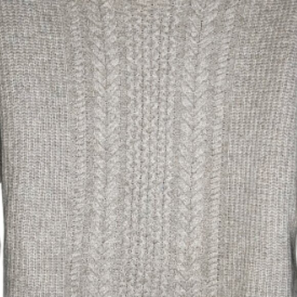 Aqua Cashmere Cable Knit Sweater Tan Beige 100% Cashmere Luxury L - Picture 4 of 5